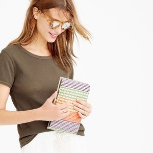 J. Crew Olive Green Retro Style Mesh Tee Size XS